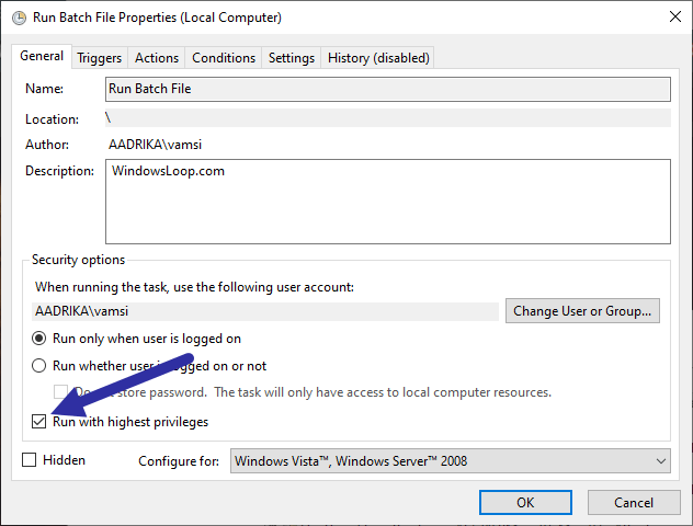 How to Schedule Run Batch File in Task Scheduler in Windows