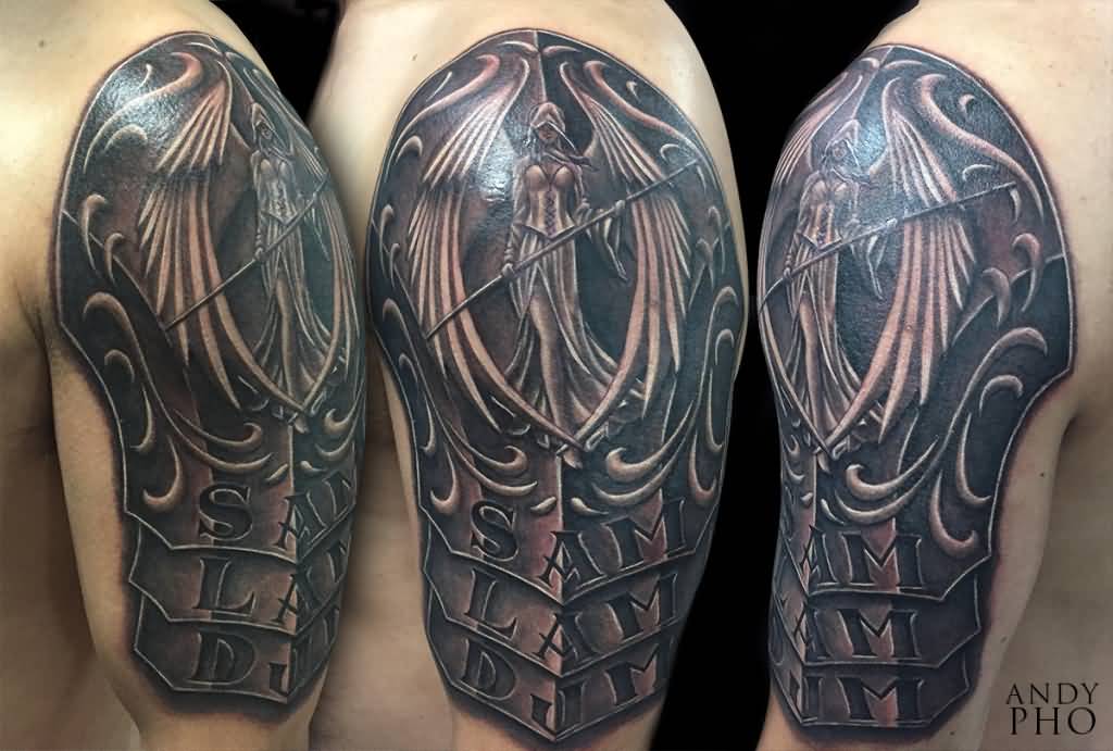 Angel Armor Tattoo On Shoulder – Entertainmentmesh 691_x_1024_jpg