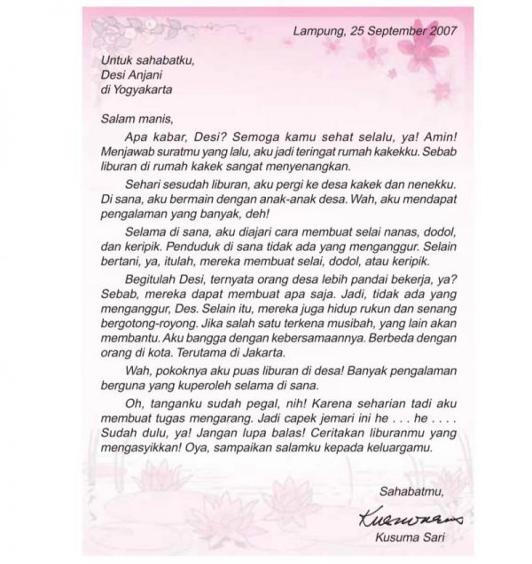 Contoh Surat Pribadi Dalam Bahasa Inggris Untuk Sahabat Dan Terjemahannya -  Nusagates
