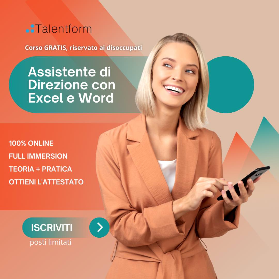 Assistente Di Direzione Con Excel E Word, Corso Gratis, Edizione Del 1 Aprile 2022 - Talentform 1080_x_1080_jpg