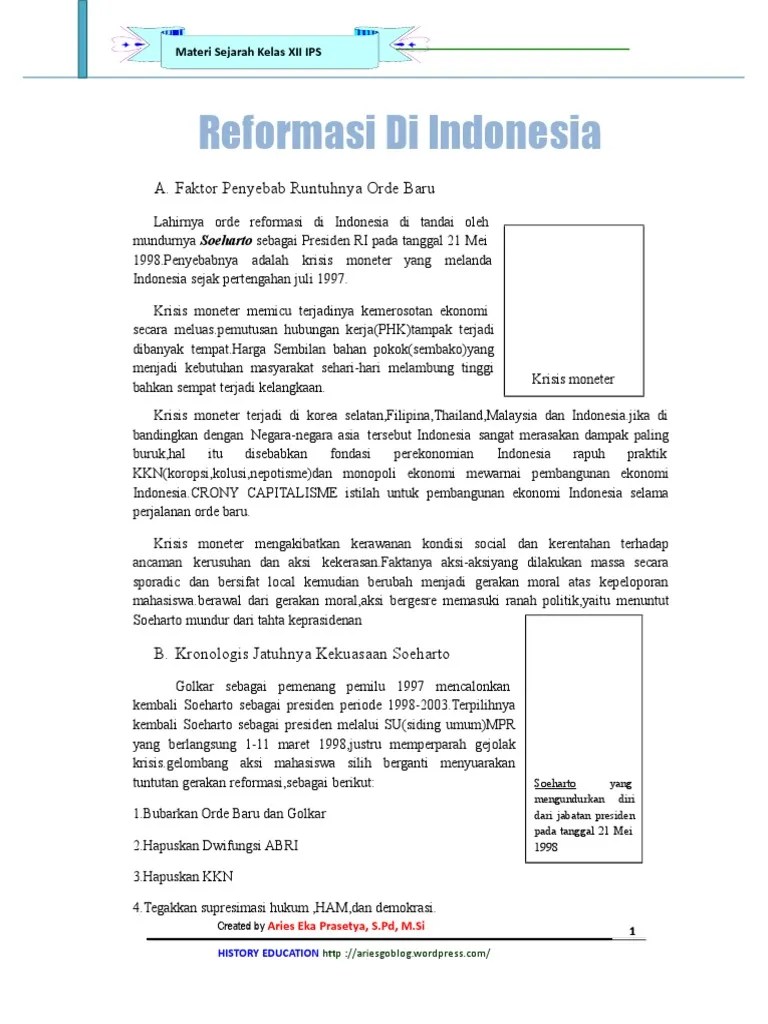 Penyebab Runtuhnya Orde Baru Brainly : Runtuhnya Orde Baru Dan Lahirnya  Reformasi Guru : Perekonomian juga cukup berkembang walaupun belum optimal.