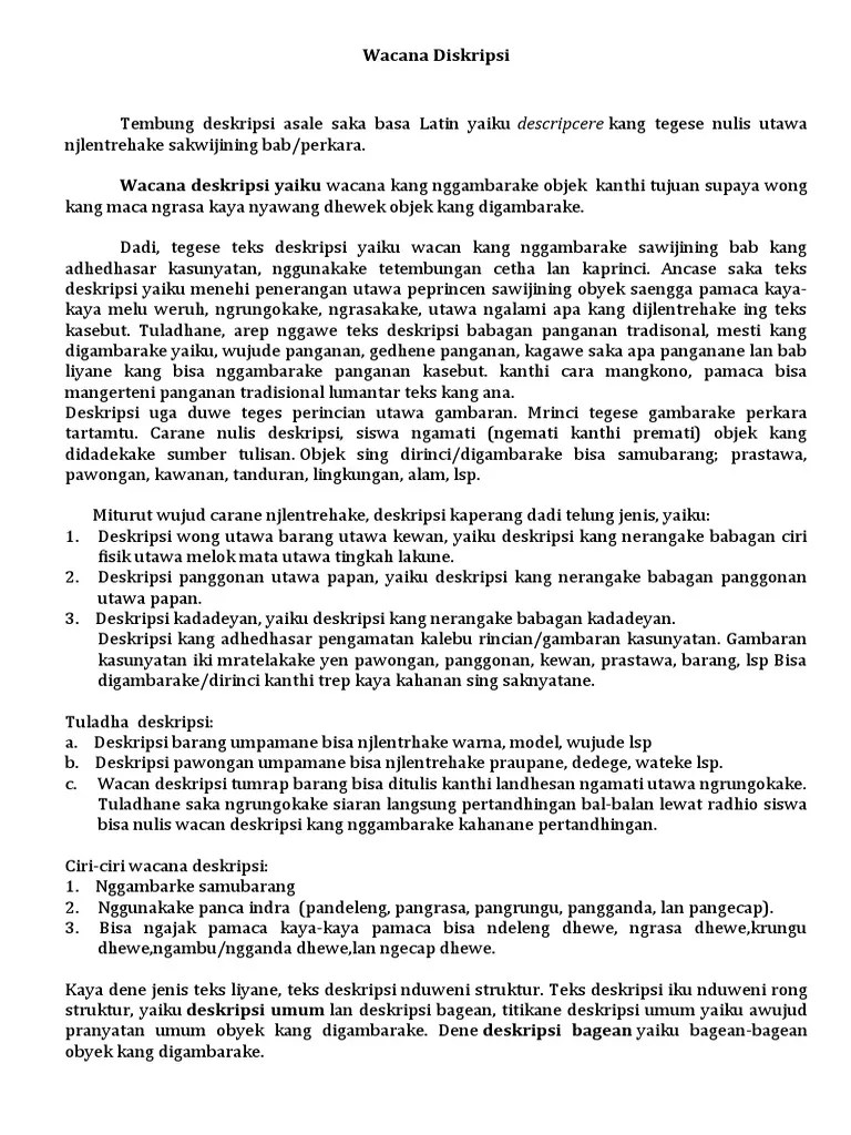 Ciri Ciri Wacana Deskripsi : V Wacana Dipahami Dari 2 Sudut Pandang A :  Materi tentang teks deskripsi sebenarnya sering dipelajari terutama di  pelajaran bahasa indonesia baik kurikulum 2013. - pelajaransiswashow