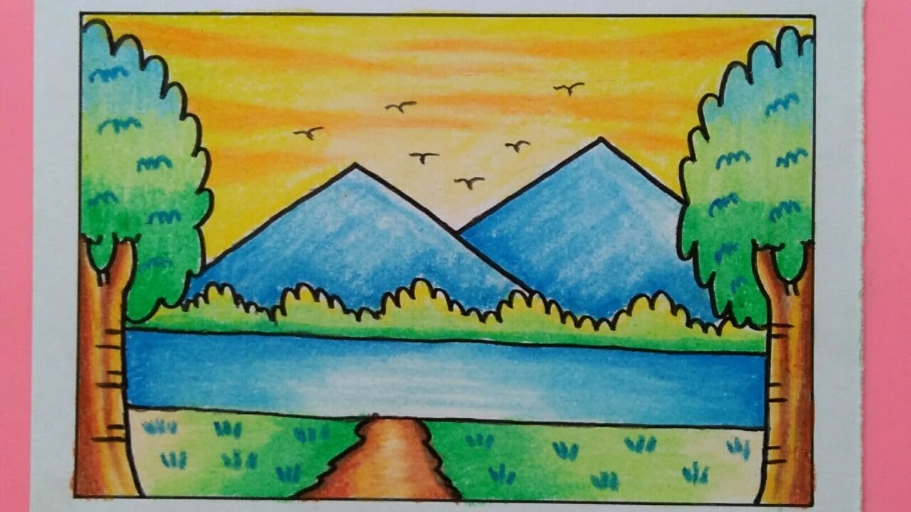 Cara Mudah Menggambar Pemandangan Alam Gunung Sawah Dengan Mudah Part 1 By Mari Belajar Menggambar 720_X_1280_jpg