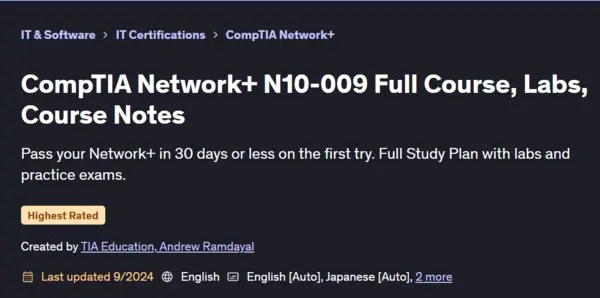 Udemy – CompTIA Network+ N10-009 Full Course, Labs, Course Notes