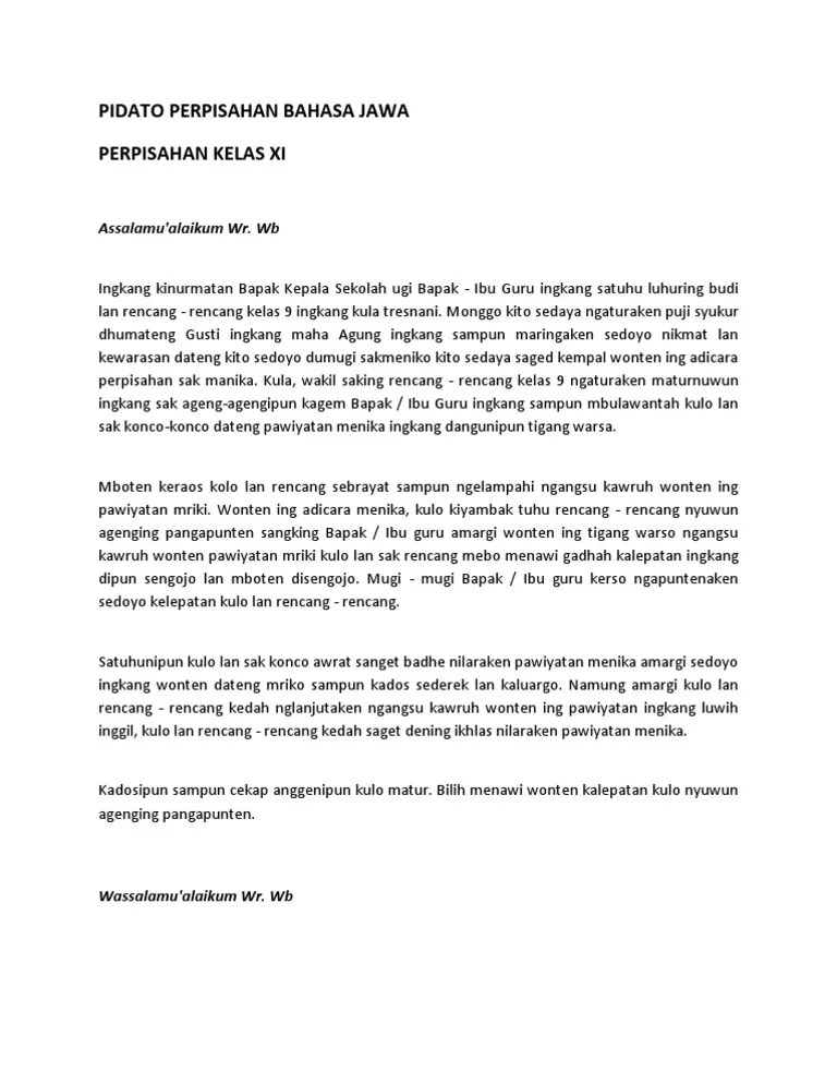 14+ Contoh Pidato Perpisahan Kelas Xii Bahasa Jawa