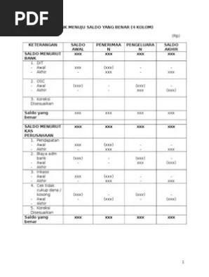 Soal Dan Jawaban Rekonsiliasi Bank 8 Kolom - Kumpulan Contoh Surat dan Soal  Terlengkap