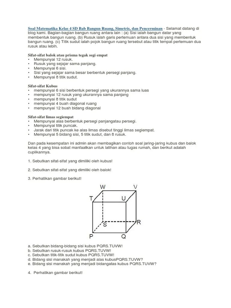 Contoh Soal: Contoh Soal Matematika Bangun Ruang Kelas 12