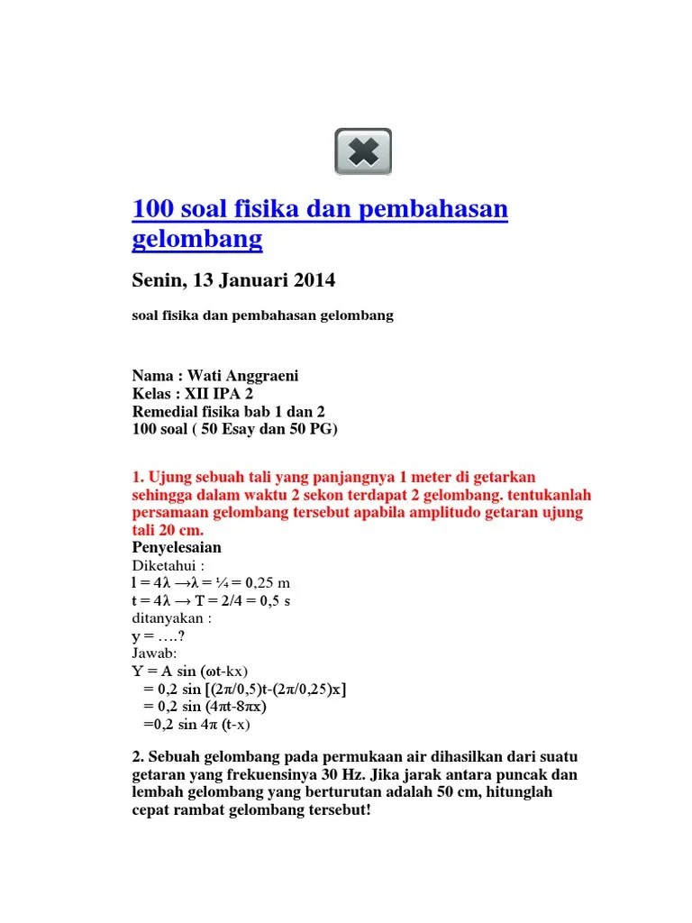 Soal Dan Jawaban Fisika Getaran Dan Gelombang - Kumpulan Contoh Surat dan  Soal Terlengkap