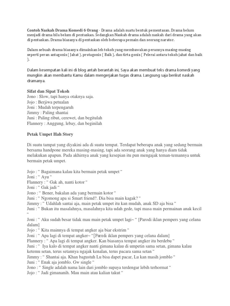 88 Contoh Naskah Teater Singkat 6 Orang