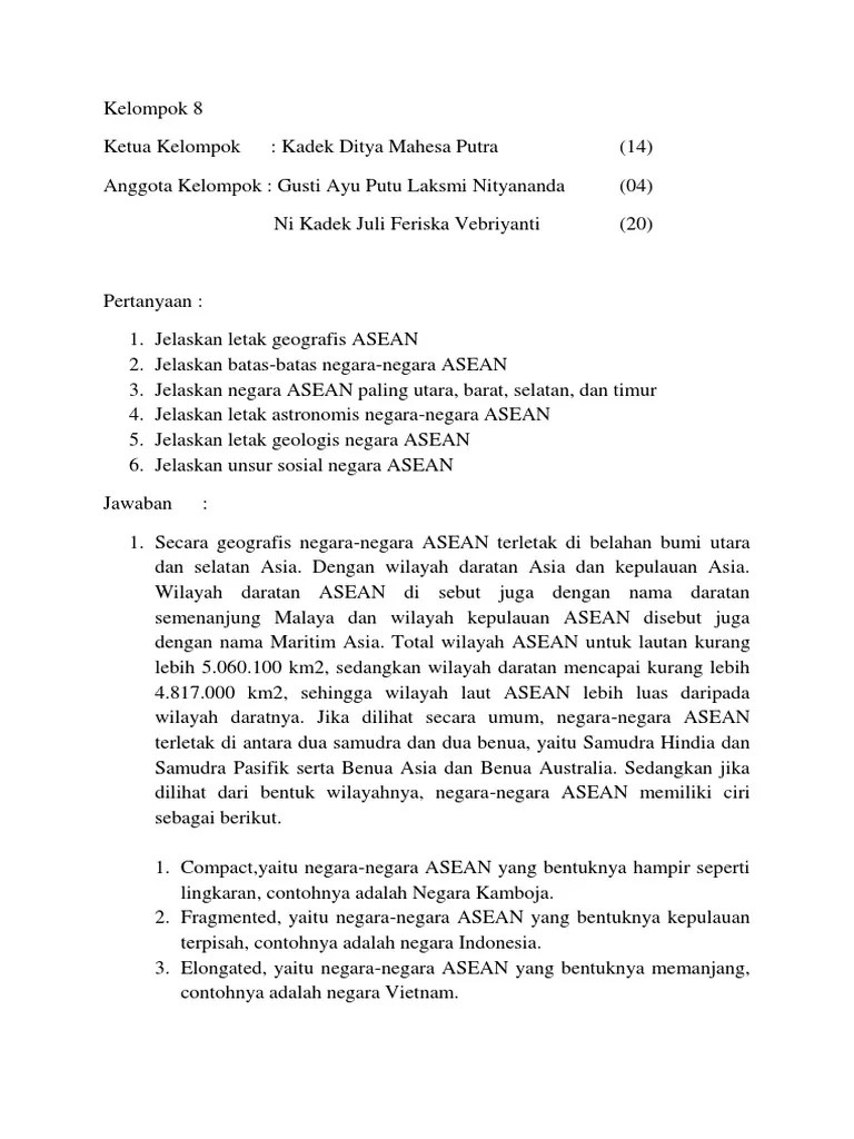 Sebutkan Batas Wilayah Asean Berdasarkan Letak Geografisnya Kunci Jawaban  Revisi 2021 - Contoh Soal Ulangan Ips Kelas Viii Smp Mts Materi Interaksi  Keruangan Dalam Kehidupan Di Negara Negara Asean Essay / Teluk