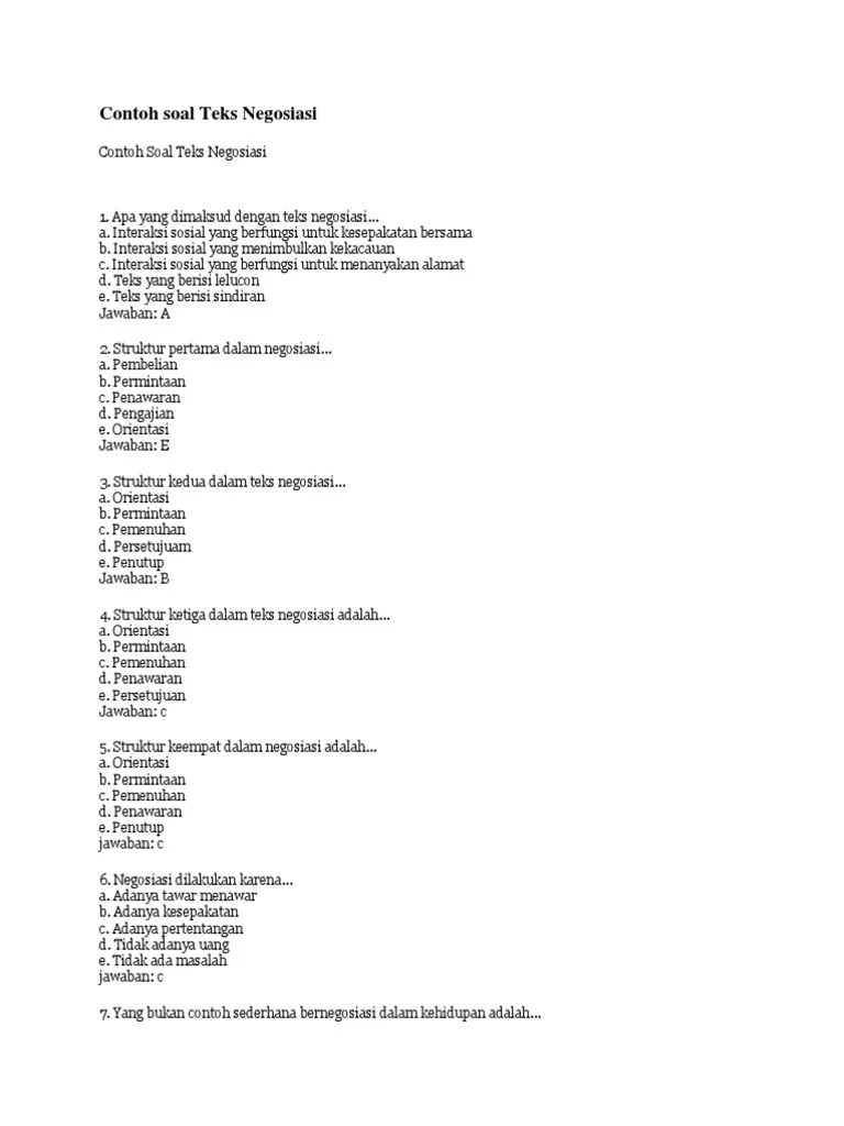 Soal Dan Jawaban Tentang Teks Negosiasi - Kumpulan Contoh Surat dan Soal  Terlengkap