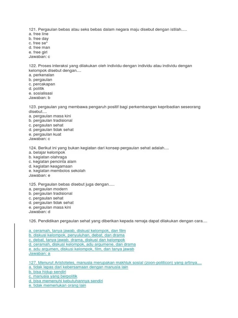 Soal Dan Jawaban Penjaskes Tentang Pola Hidup Sehat - Kumpulan Contoh Surat  dan Soal Terlengkap