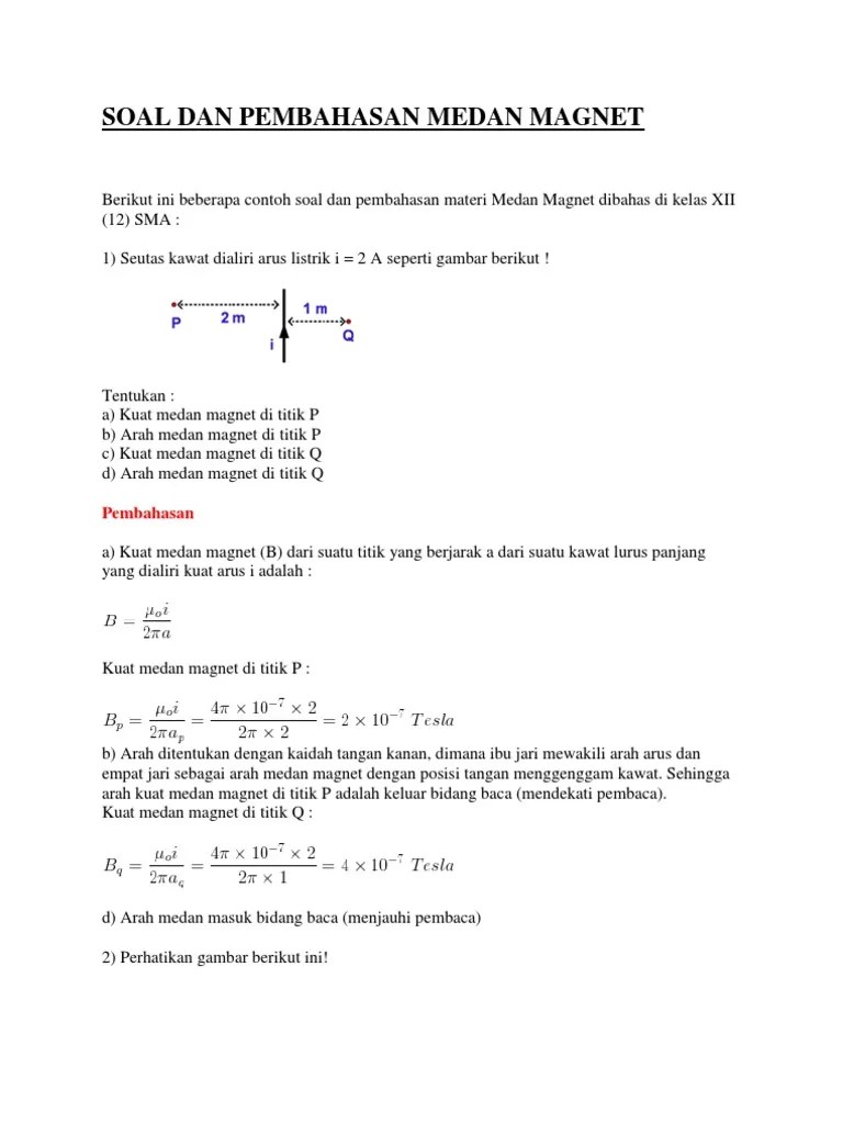 Contoh Soal Fisika Induksi Magnetik Kelas 12 - Kumpulan Contoh Surat dan  Soal Terlengkap