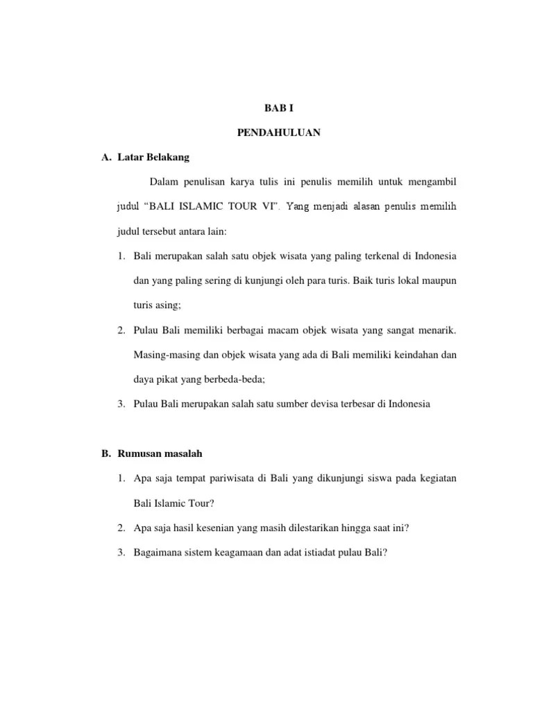 Contoh Laporan Karya Wisata Ke Bali – Belajar