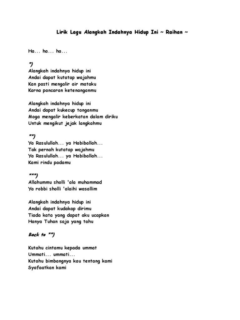 Lirik Lagu Sholawat Habib Syech Alangkah Indahnya Hidup Ini - Nusagates