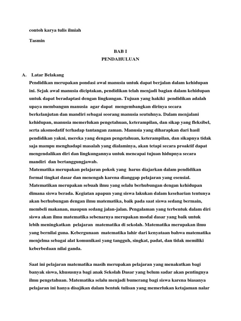 Contoh Karya Tulis Ilmiah Matematika Smp - Contoh Surat