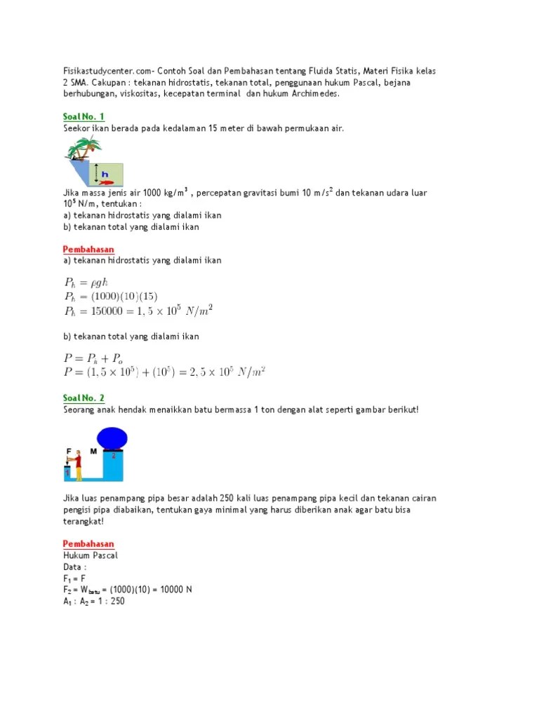 Contoh Soal Dan Jawaban Tentang Fluida Statis - Kumpulan Contoh Surat dan  Soal Terlengkap