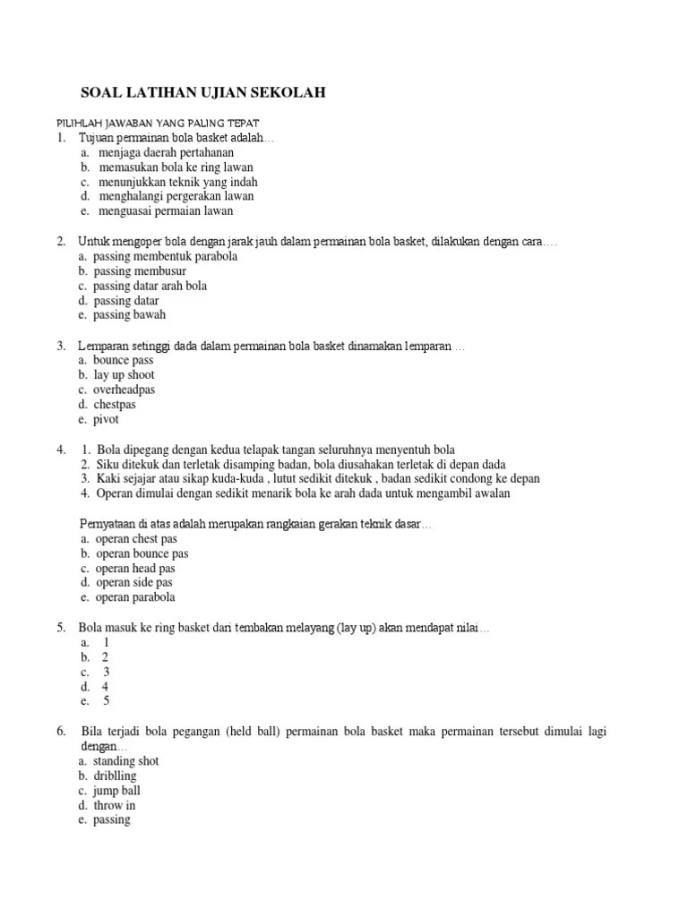 Soal Dan Jawaban Tentang Materi Bola Basket - Kumpulan Contoh Surat dan Soal  Terlengkap
