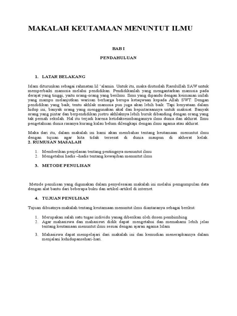 Pidato Singkat Tentang Kewajiban Mencari Ilmu