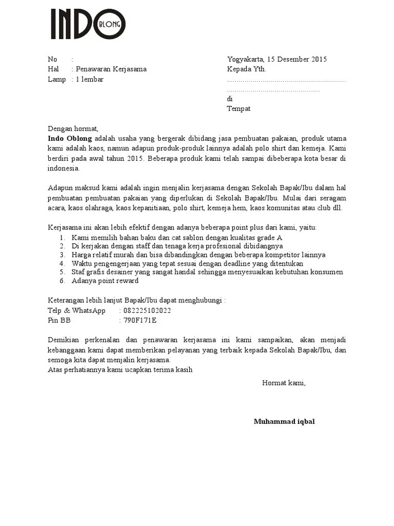 Contoh Surat Penawaran Barang Seragam Sekolah -  MUARSTUDENTSREPRESENTATIVECOUNCIL