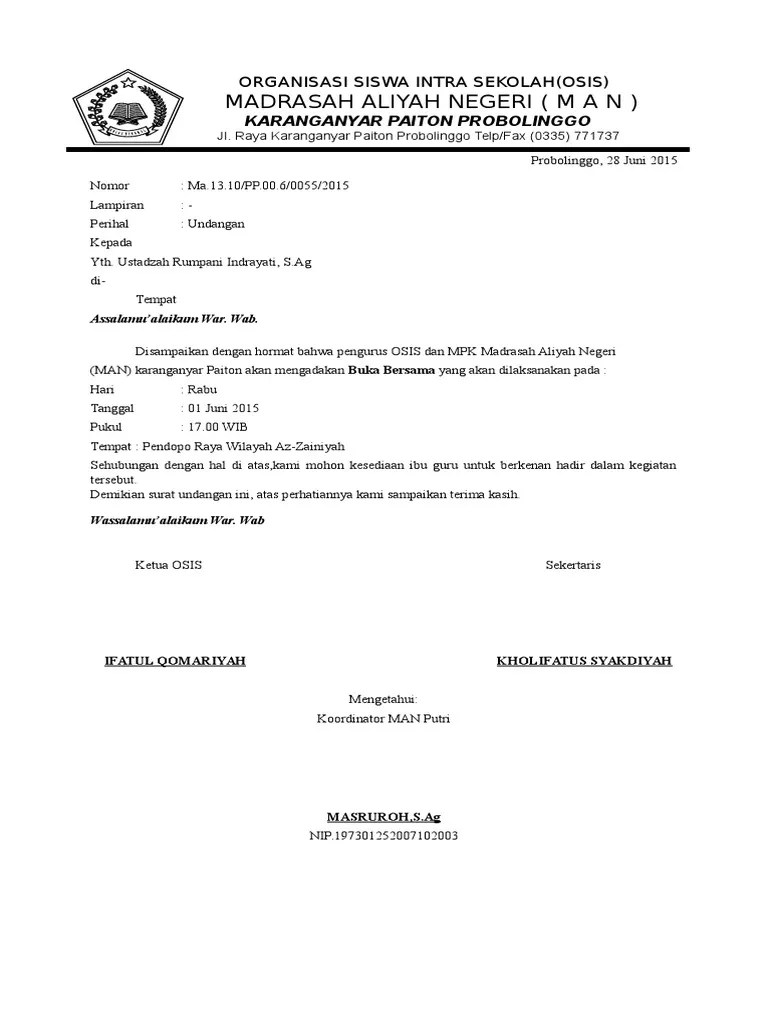 14+ Contoh Surat Undangan Resmi Untuk Buka Bersama