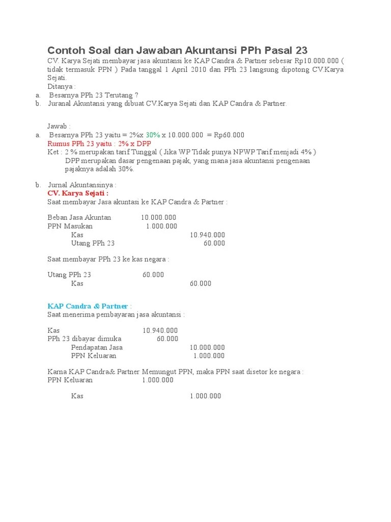 Soal Akuntansi Perpajakan Dan Jawabannya - Kumpulan Contoh Surat dan Soal  Terlengkap