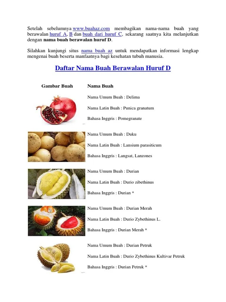 Buah Yang Belakangnya Huruf G - Info Buah