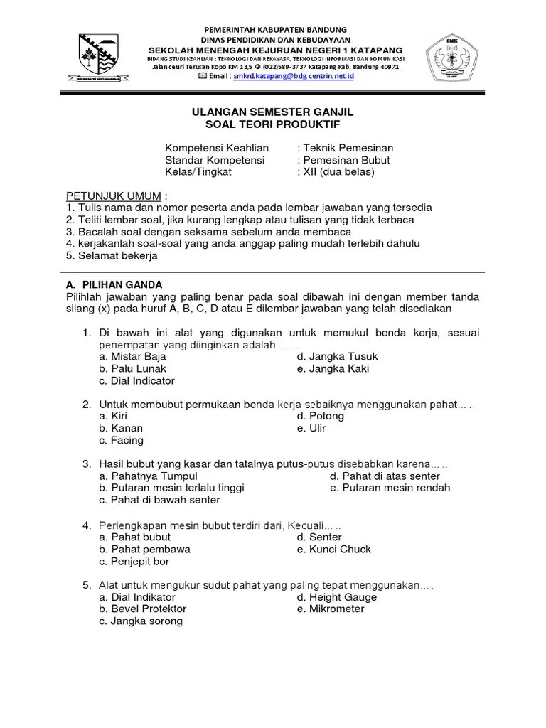 Contoh Soal Gambar Teknik Kelas 10 Pilihan Ganda - Kumpulan Contoh Surat  dan Soal Terlengkap