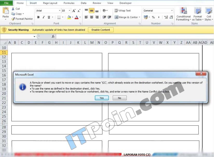 Mengatasi Tidak Bisa Copy Sheet di Excel (Name Conflict) - ITPOIN