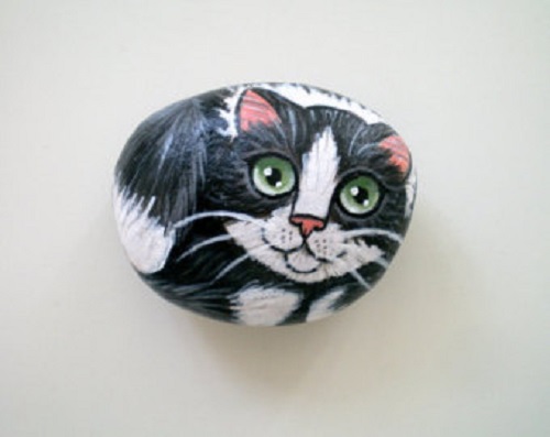 как нарисовать кота на камне