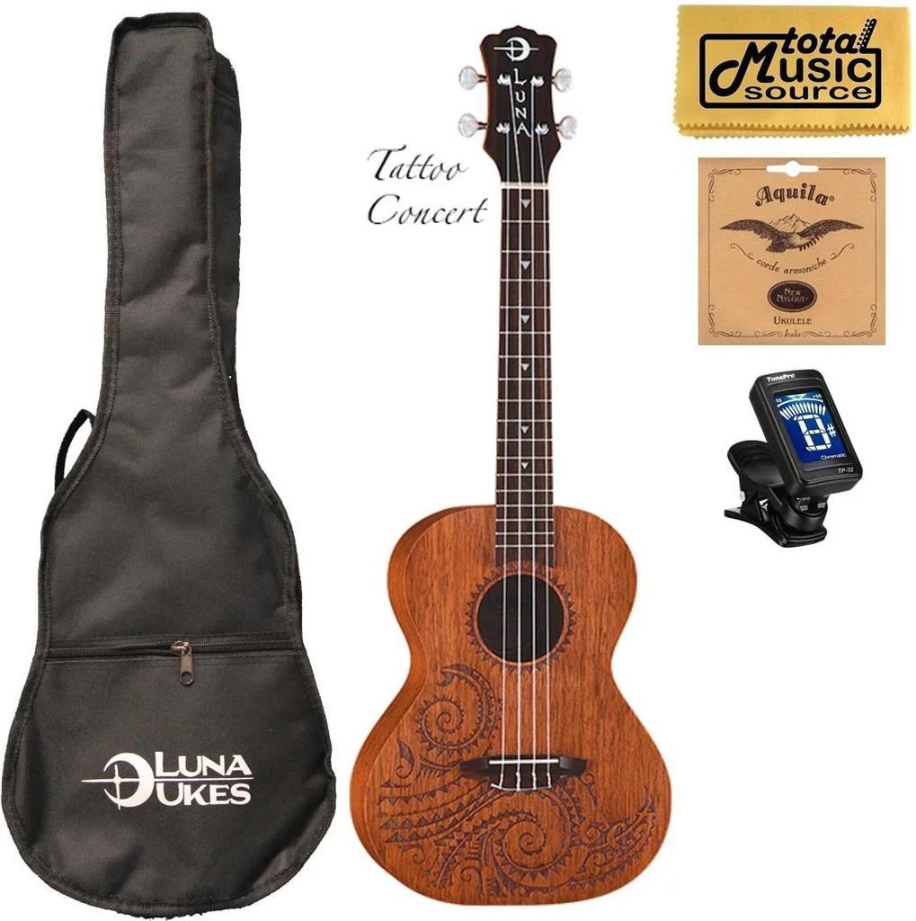 Luna Uke Tc Mah Concert Tattoo Ukulele, Free Bag Tuner Strings And Cloth, Uke Tc Mah Pack - Walmart.com 1024_x_1019_jpg