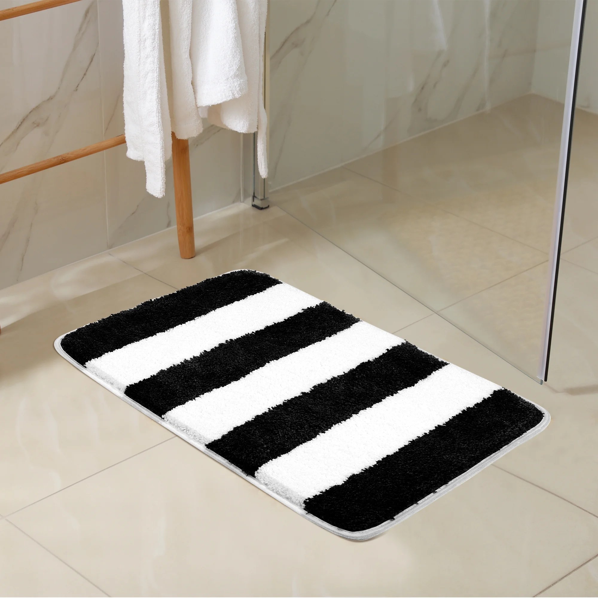 Microfiber Striped Bathroom Rugs