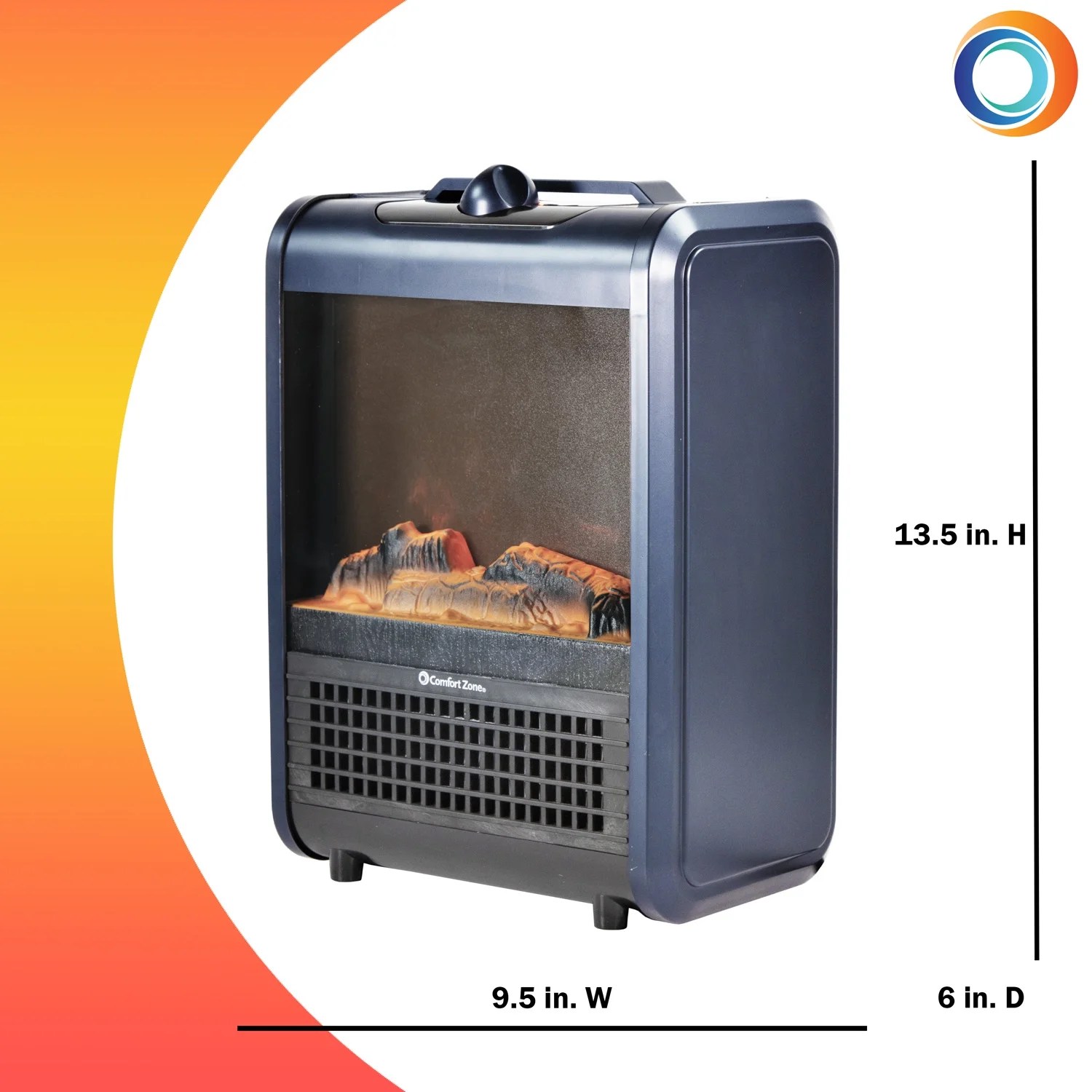 Comfort Zone 1200w Ceramic Portable Electric Table Top Fireplace Heater Adjustable Thermostat Simulated Flame Matte Blue Com Comfort Zone 1200w Ceramic Portable