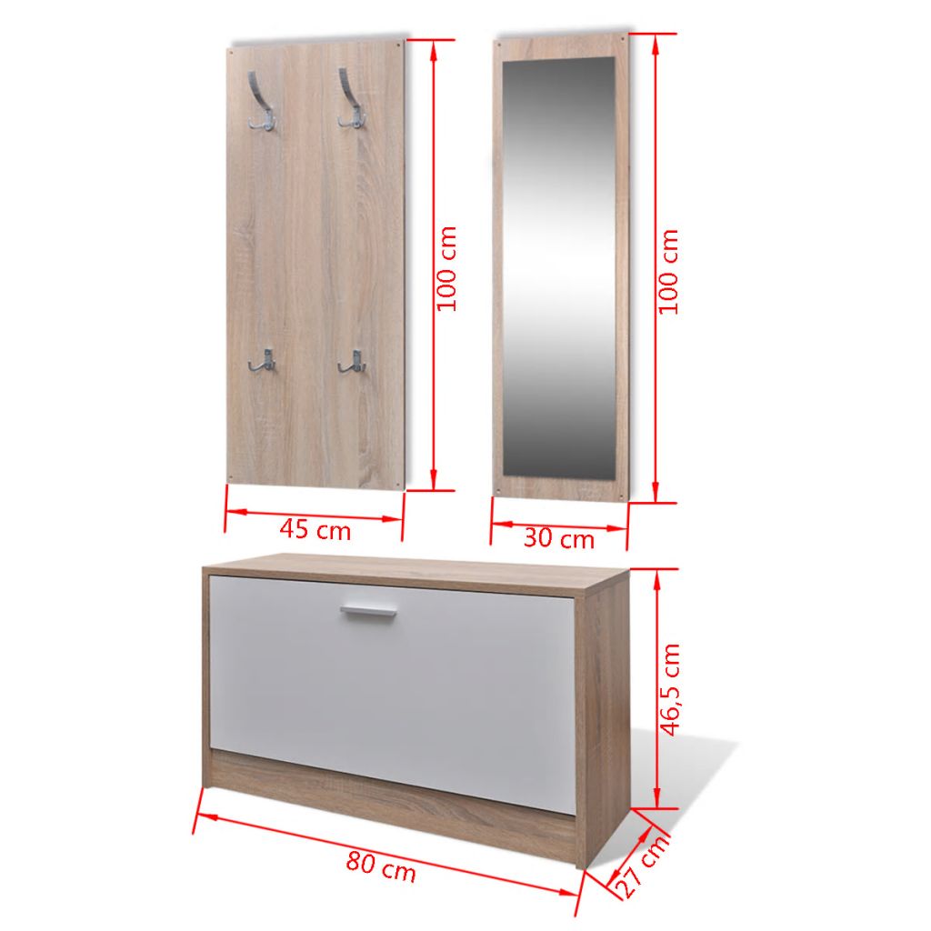 Mgaxyff Oak And White 3 In 1 Wooden Shoe Cabinet Set Walmart Com Walmart Com