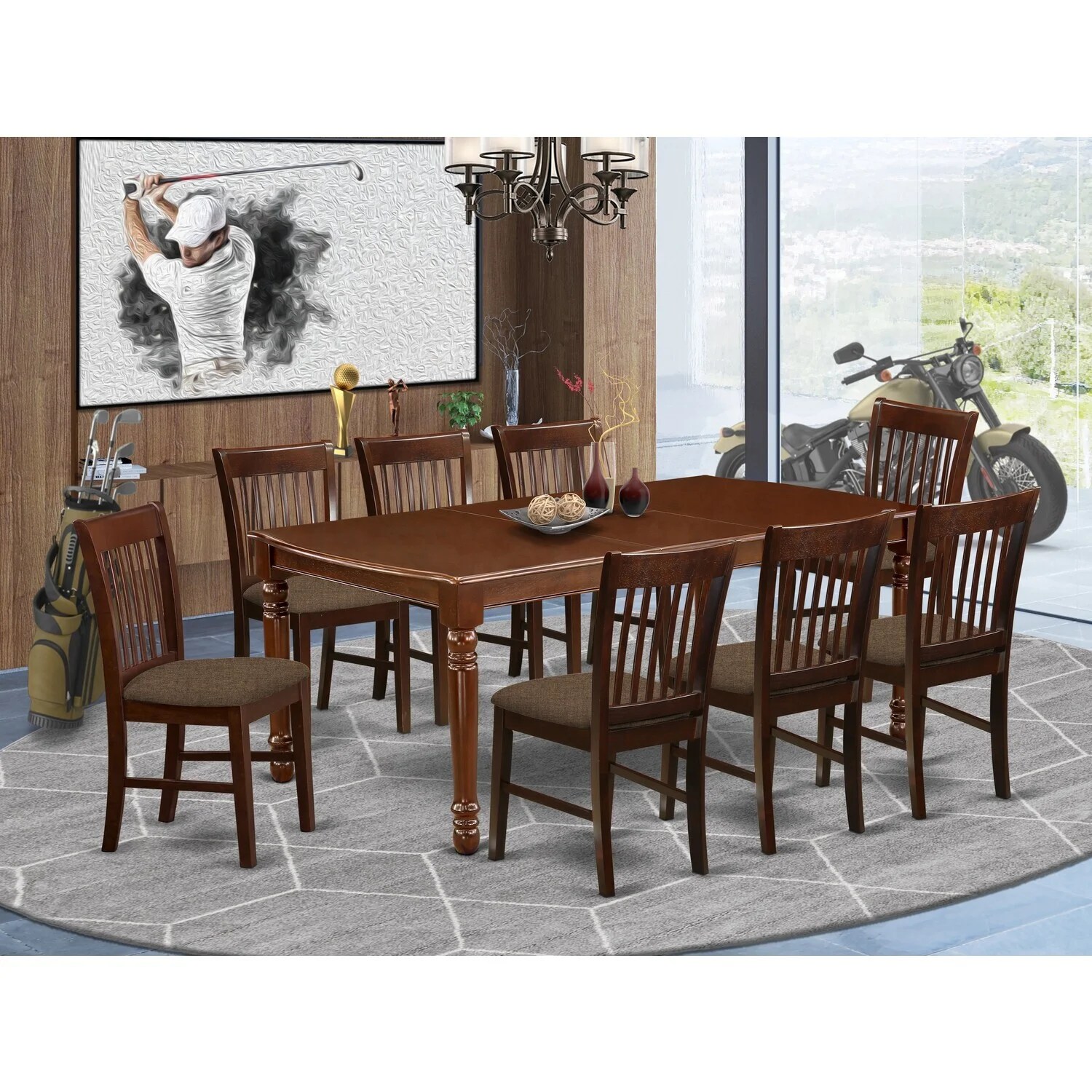 Homestock Renaissance Romance 9pc Rectangular 60 78 Table With 18 In Self Storing Butterfly Leaf And 8 Kitchen Microfiber Upholstery Seat Chairs Walmart Com Homestock Renaissance Romance 9pc