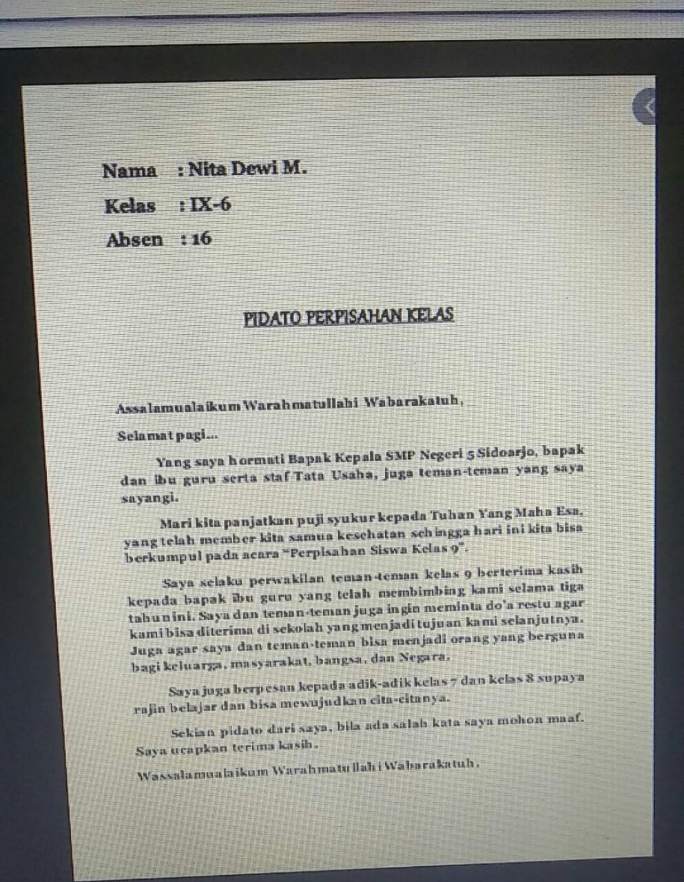 Buatlah teks pidato perpisahan secara singkat - Brainly.co.id