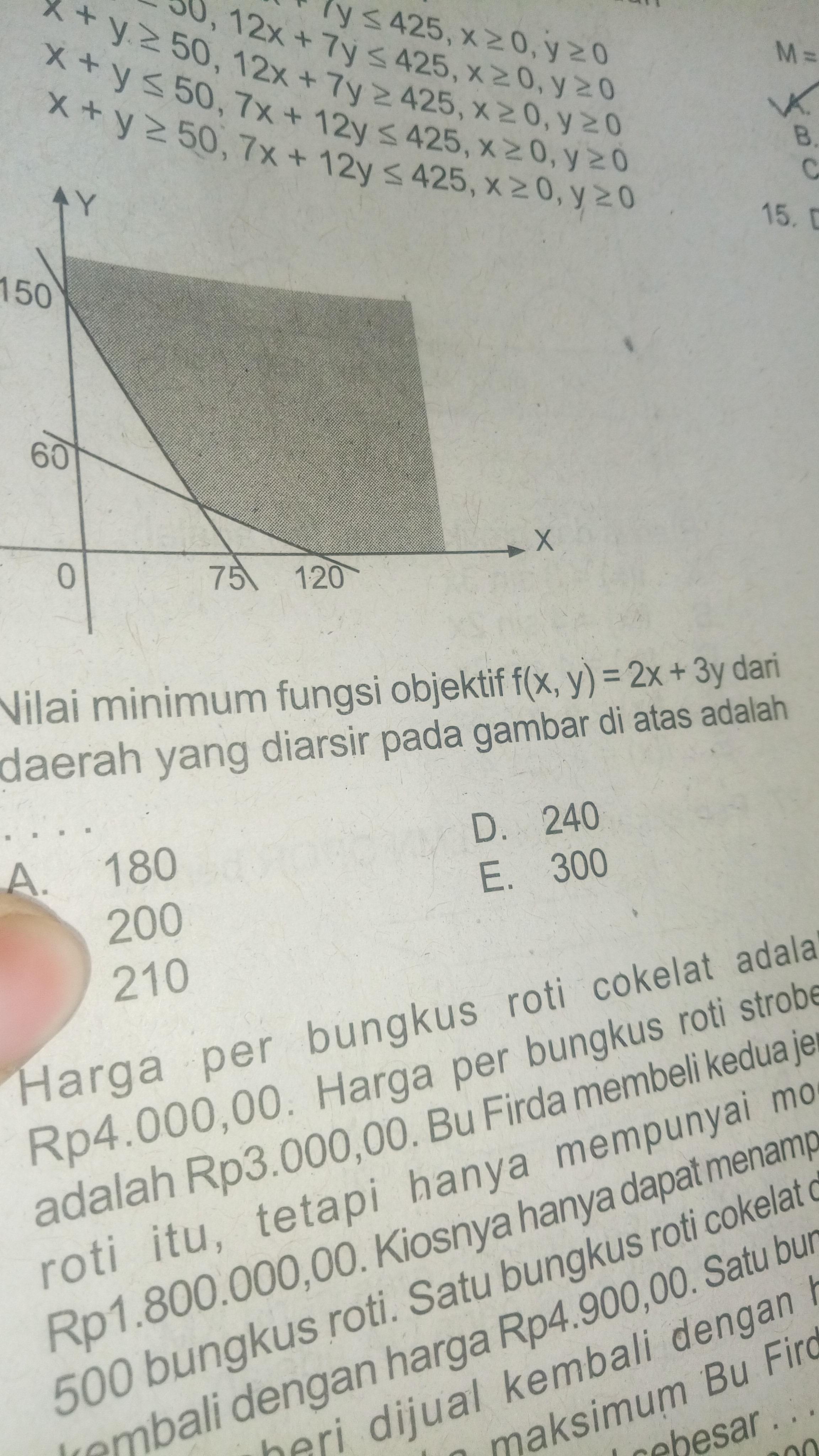 Nilai minimum fungsi objektif f (x, y) =2x+3y dari daerah yang di arsir  pada gambar di atas adalah - Brainly.co.id