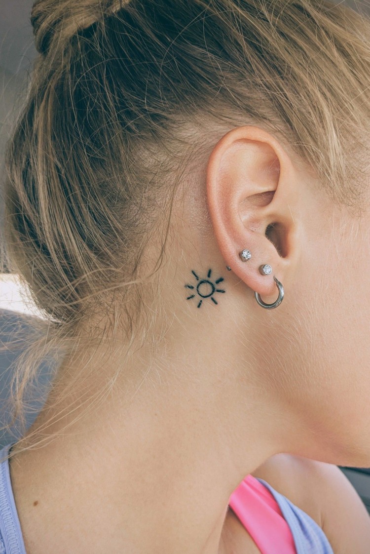 15 Behind The Ear Tattoo Ideas : Sun Tattoo - Idea Wallpapers , Iphone Wallpapers,Color Schemes 1122_x_750_jpg