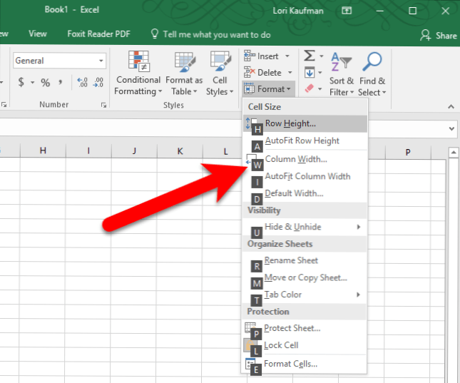 Cara Menetapkan Tinggi Row dan Lebar Kolom di Excel Menggunakan Keyboard  (Bagaimana caranya) | Kiat komputer dan informasi berguna tentang teknologi  modern!
