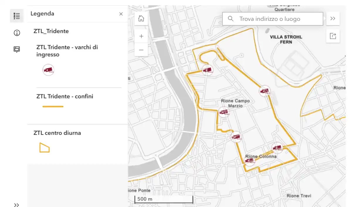 Roma, mappa della ZTL Tridente
