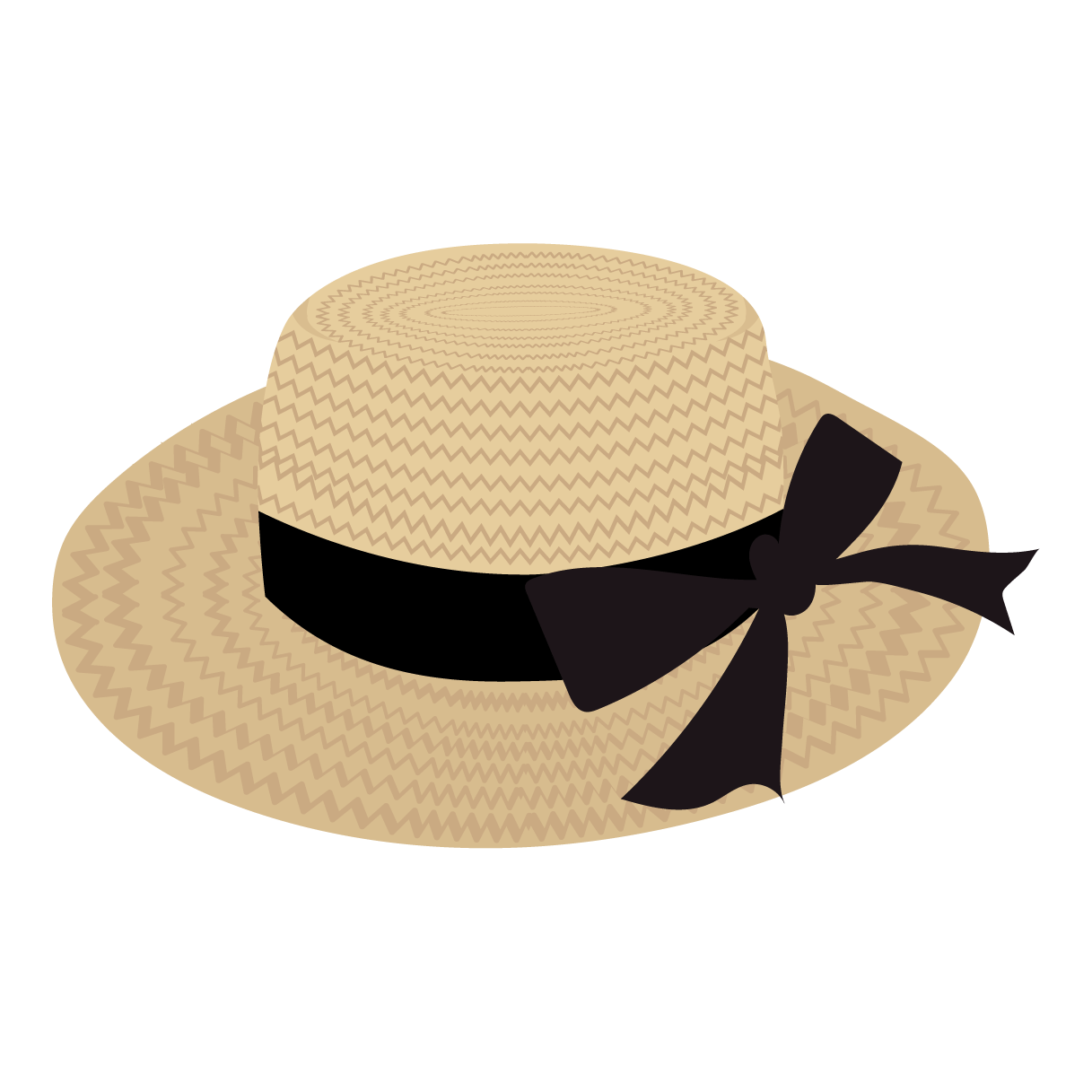 おしゃれ！麦わら帽子 リボン の フリー イラスト | 商用フリー(無料)のイラスト素材なら「イラストマンション」