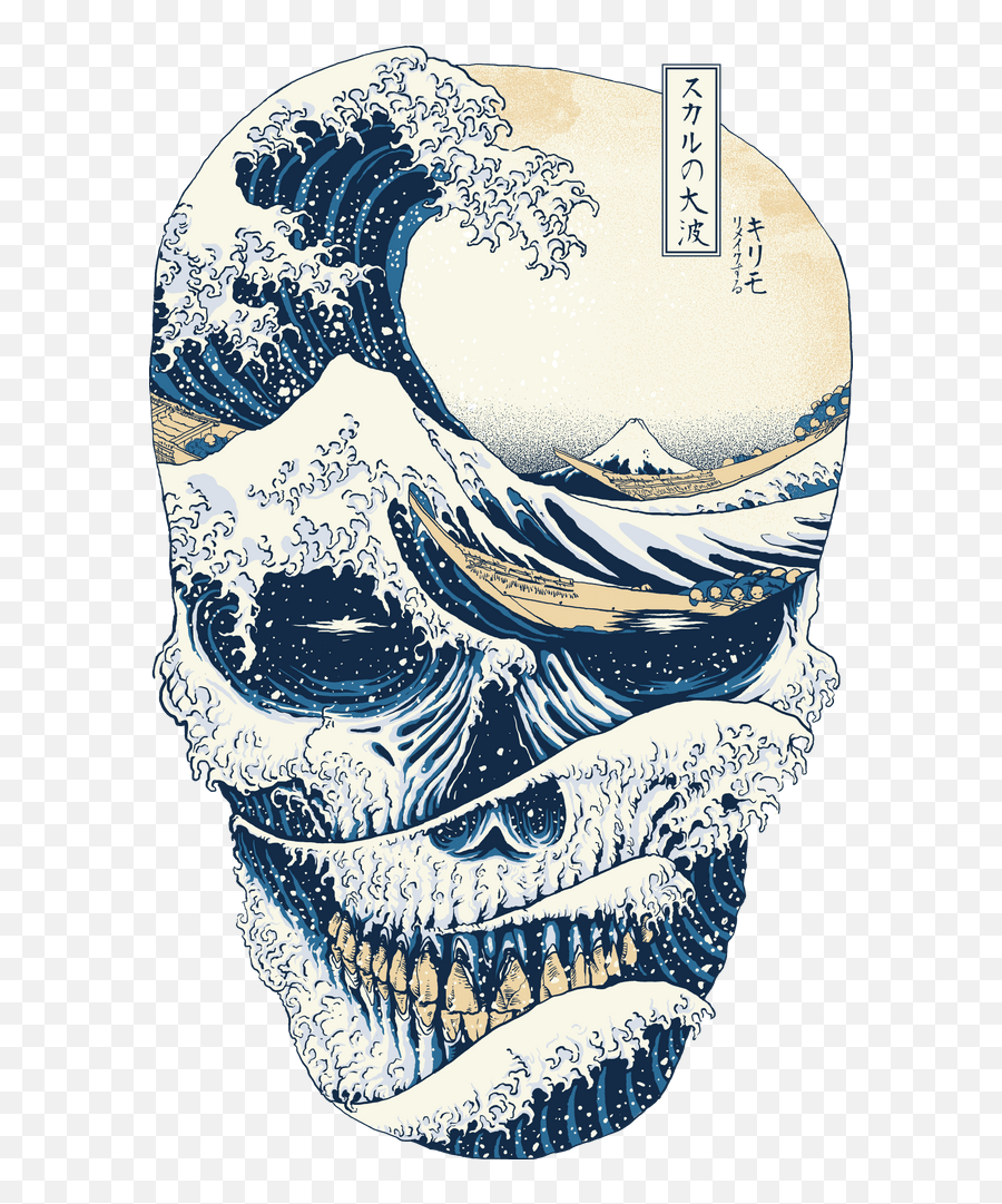 Japanese Tattoo Japanese Wave Painting - Great Wave Off Kanagawa Death Emoji,Skulls Emotions Reference Drawing - Free Emoji Png Images - Emojisky.com 1081_x_900_png