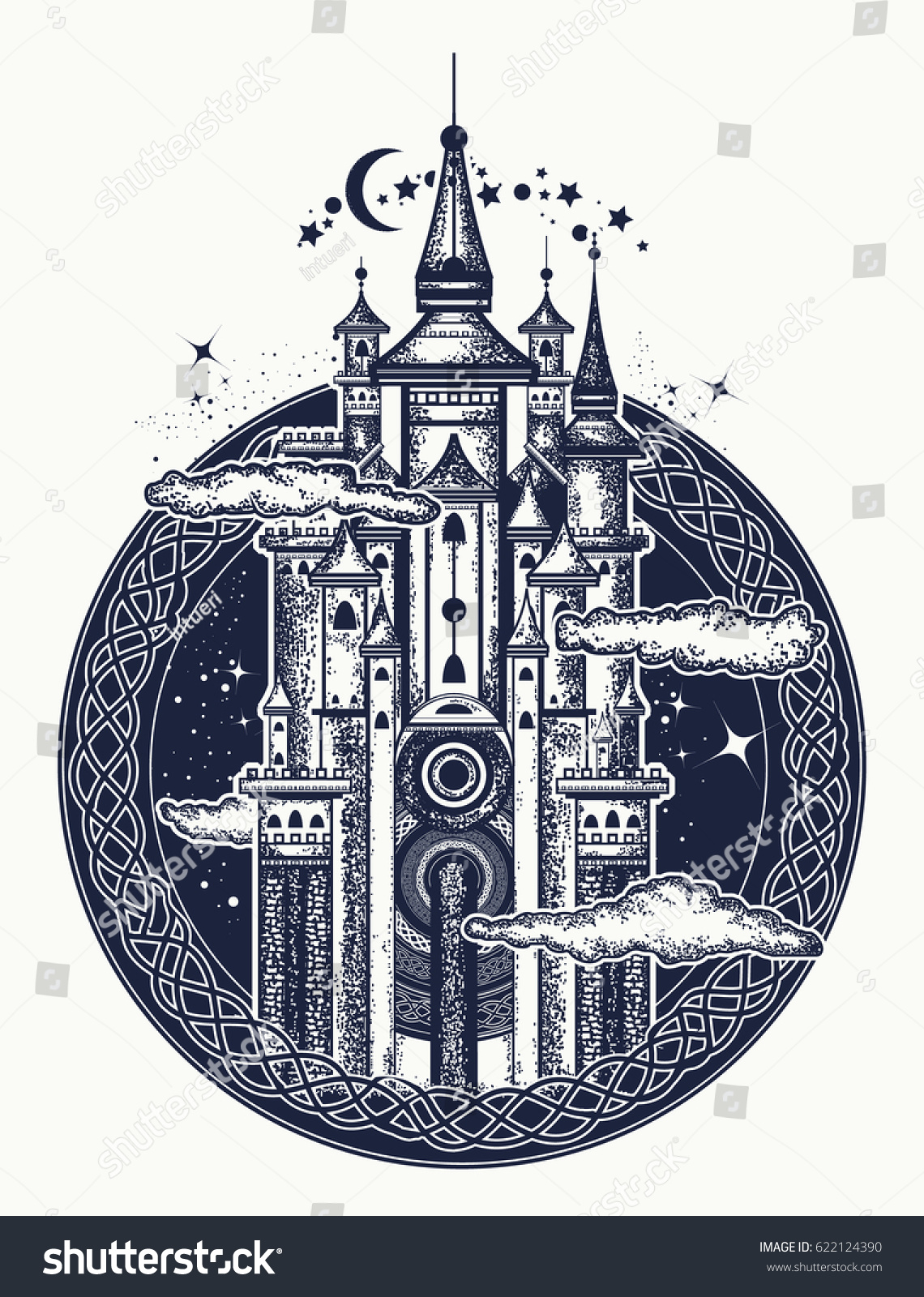 Medieval Castle Tattoo Art. Symbol Of The Fairy - Royalty Free Stock Vector 622124390 - Avopix.com 1600_x_1140_jpg