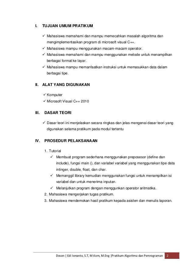 Modul Pratikum Algoritma dan Pemrograman dalam Bahasa Visual C++ 2010