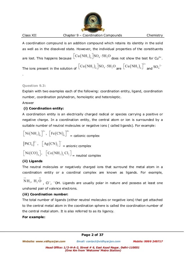 Chapter 9 Coordination Compounds