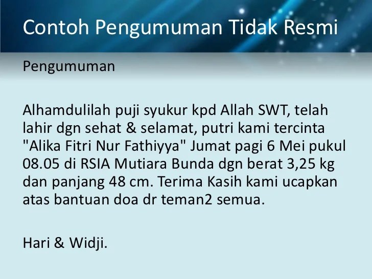 Menulis pengumuman upload