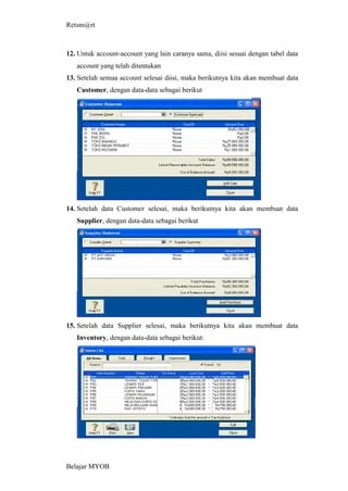Tutorial program myob accounting