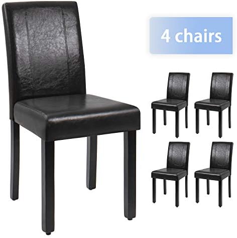 JUMMICO Dining Chair PU Leather Living Room Chairs Modern Kitchen Armless Side Chair with Solid Wood Legs Set of 4(Black) JUMMICO Dining Chair PU Leather Living Room Chairs Modern Kitchen Armless Side Chair with Solid Wood Legs Set of 4(Black)
