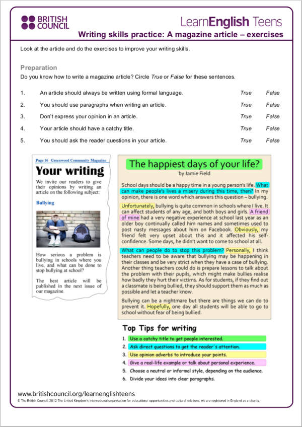 Free 7 Article Writing Samples Templates In Pdf