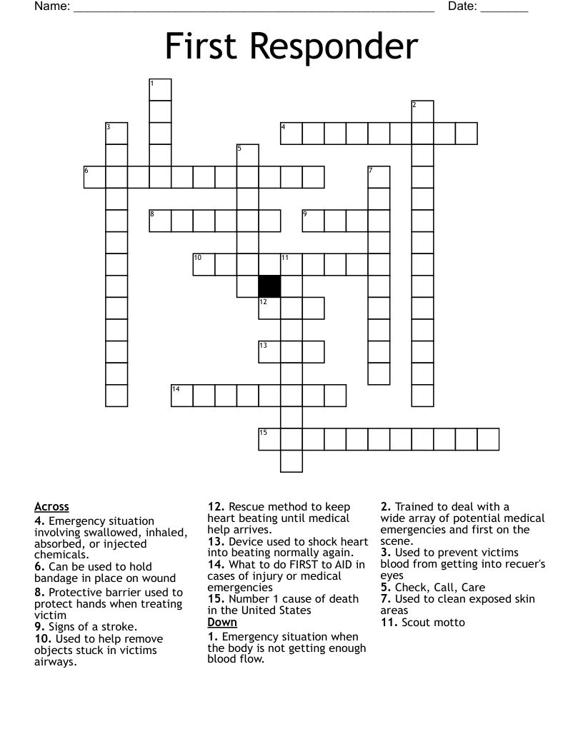 Some first responders crossword